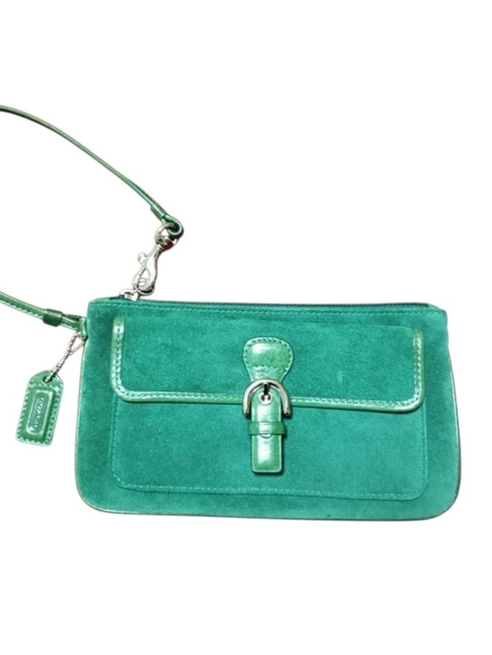 Coach Handbags - Coach Soho Emerald Green Suede Wristlet Clutch